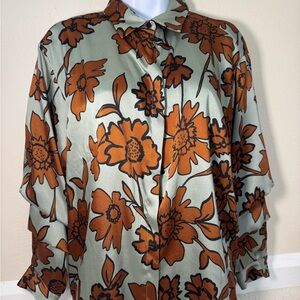 ZARA Floral Button-Up Blouse